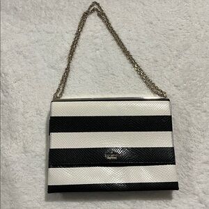 Kate Spade Benson Lane Melodie black and off-white‎ striped shoulder bag